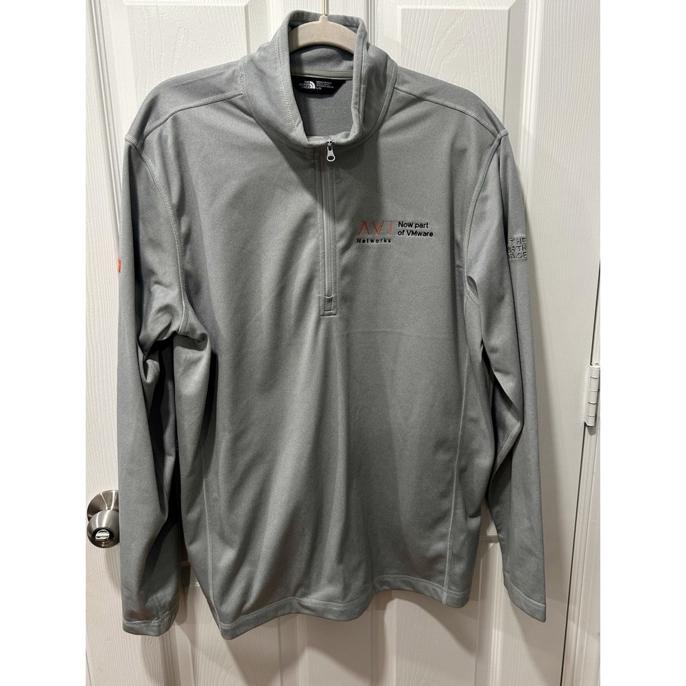 The North Face Branded Quarter 1/4 Zip Pullover Gray Sz Large Mens